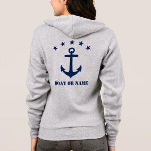 Camiseta Seu nome ou nome do barco Anchor Clássico Azul e