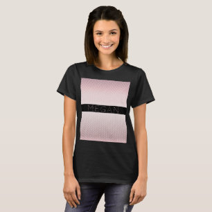 Camiseta Seu Nome Rosa Desbotado e Listras Brancas
