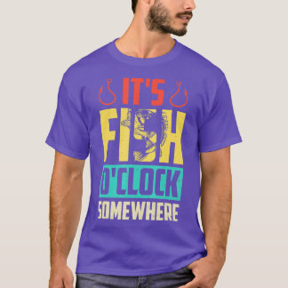 Camiseta Seu Peixe Oclock Em Algum Lugar Retrorando Pescado