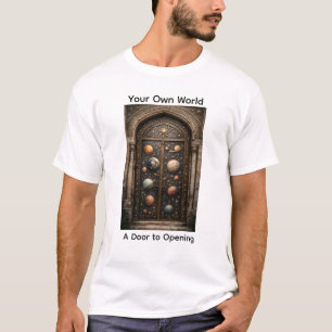 Camiseta Seu Próprio Mundo: Uma Porta para a Abertura 
