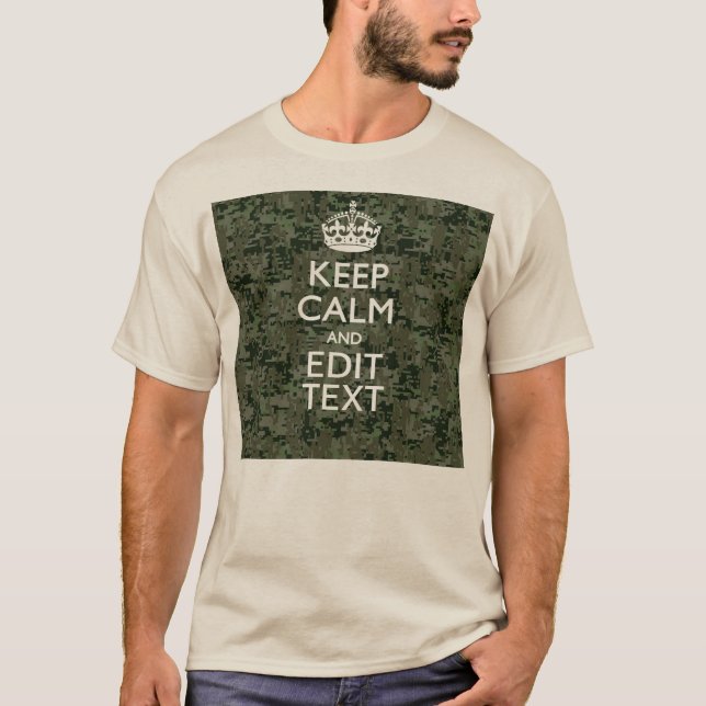 Camiseta Seu próprio texto Camo digital Woodland mantenha-s (Frente)