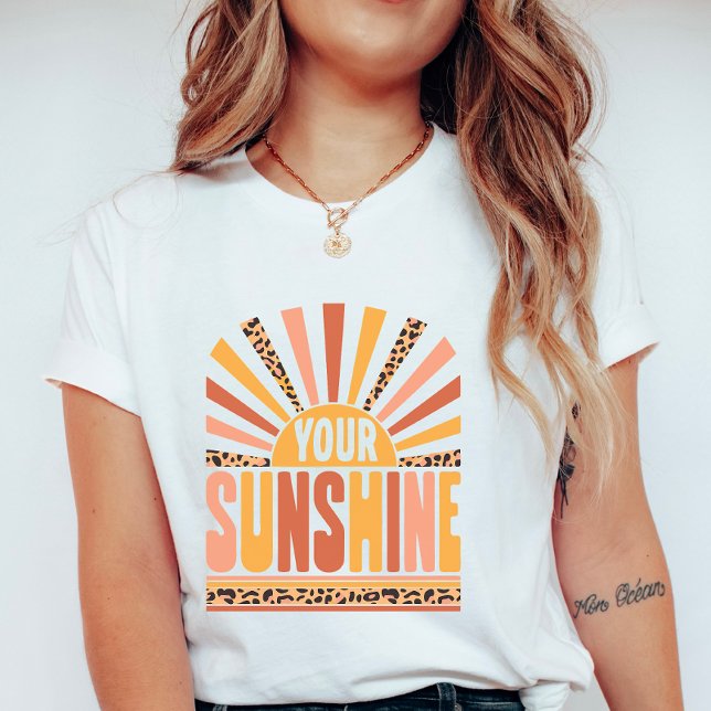 Camiseta Seu Sol Explode; Retro Verão Leopardo  (Criador carregado)
