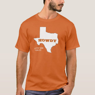 Camiseta Seu texto/cor Texas - Mapa de Estado Laranja Velho
