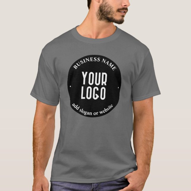 Camiseta Seu Texto & Logotipo Carregado | Preto e Branco Ed (Frente)