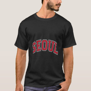 Camiseta Seul Coreia do Sul Estilo Universitário Texto Verm