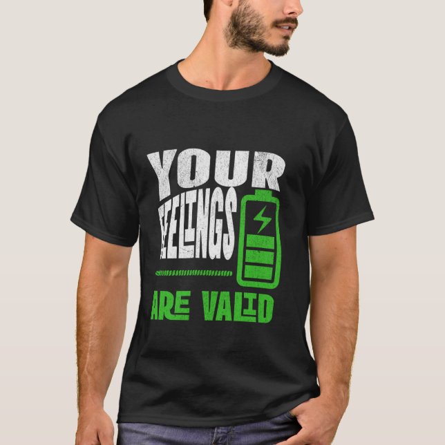 Camiseta Seus Sentimentos São Válidos Cota de Bem-Estar Emo (Frente)