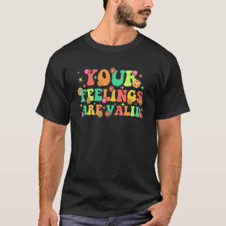 Camiseta Seus Sentimentos São Válidos Fofo Retro Saúde Ment