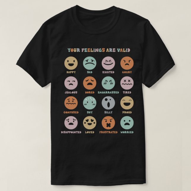 Camiseta Seus Sentimentos São Válidos Meus Sentimentos Emoç (Frente do Design)