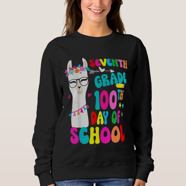 Camiseta Seventh Grade 100 Days Smarter No Prob Llama Teach (Frente)