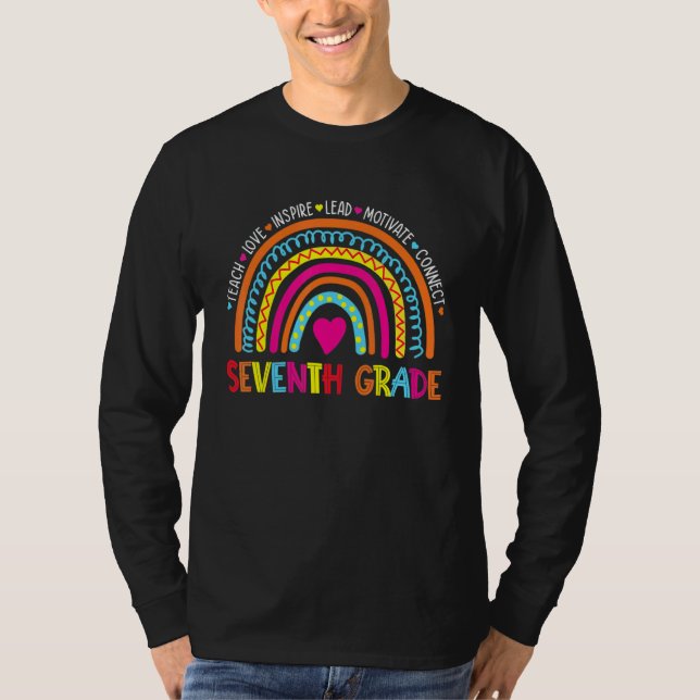 Camiseta Seventh Grade Teach Love Inspire Boho Rainbow Teac (Frente)