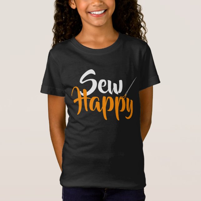 Camiseta Sew Happy | Presentes Engraçados Que Comprimem O P (Frente)
