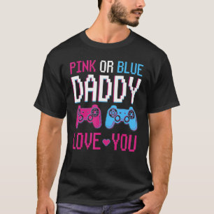 Camiseta Sexo Cor-De-Rosa Ou Azul Revelar Pai De Jogo De Ví