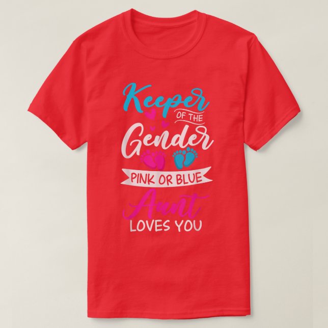 Camiseta Sexo De Bebê Revela Chá Rosa Ou Azul Tia Loves (Frente do Design)