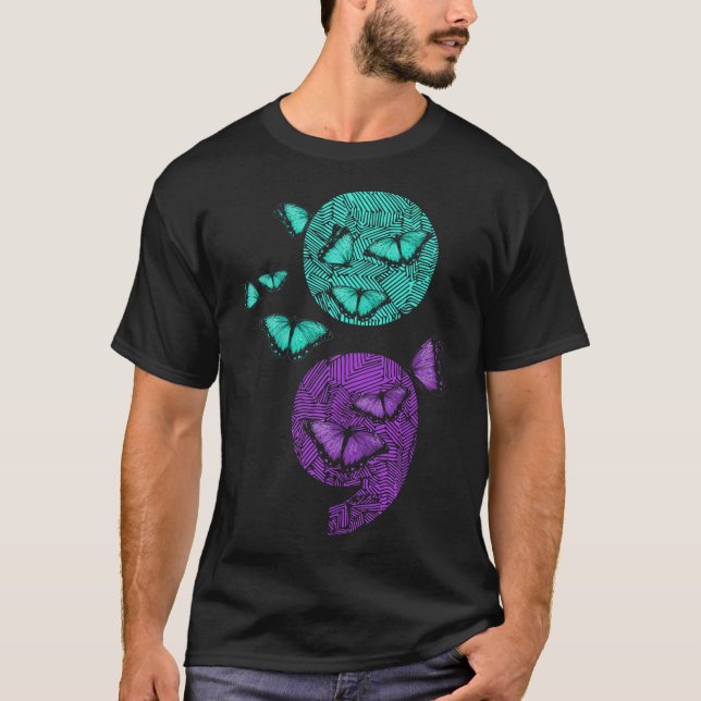 Camiseta Sexo de Saúde Mental Sensação de Suicídio Semicolo (Frente)