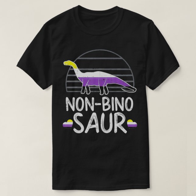 Camiseta Sexo Não-Binário do Dinossauro LGBTQ Não-Bino Saur (Frente do Design)