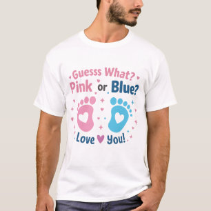 Camiseta Sexo Reveal Cor-de-rosa ou Pegadas Azuis Anúncio d