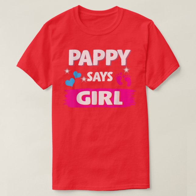 Camiseta Sexo Reveal Pappy Diz Menina Correspondente Bebê F (Frente do Design)