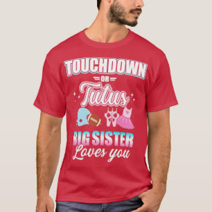 Camiseta Sexo revela touchdowns ou tutus irmã combinando