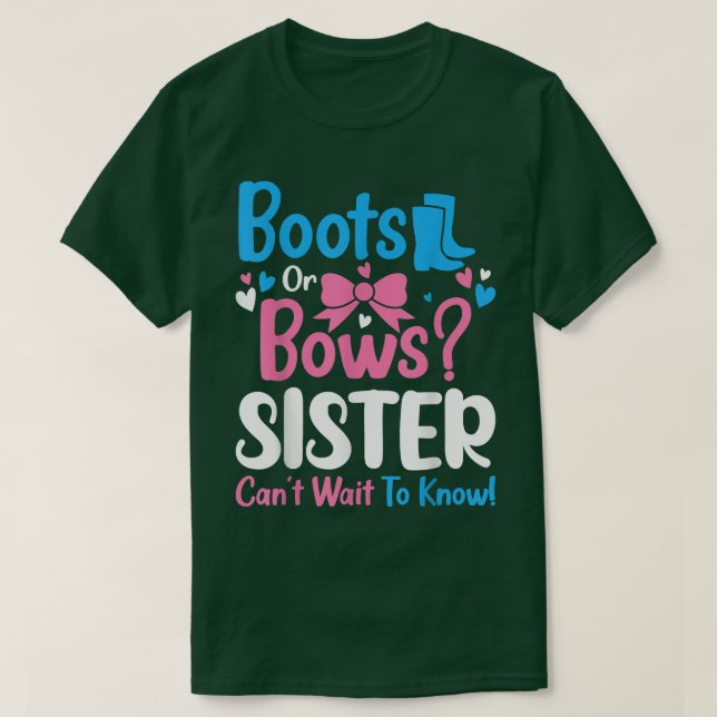 Camiseta Sexo Revelação Boots ou Arcos Sister Baby Announce (Frente do Design)