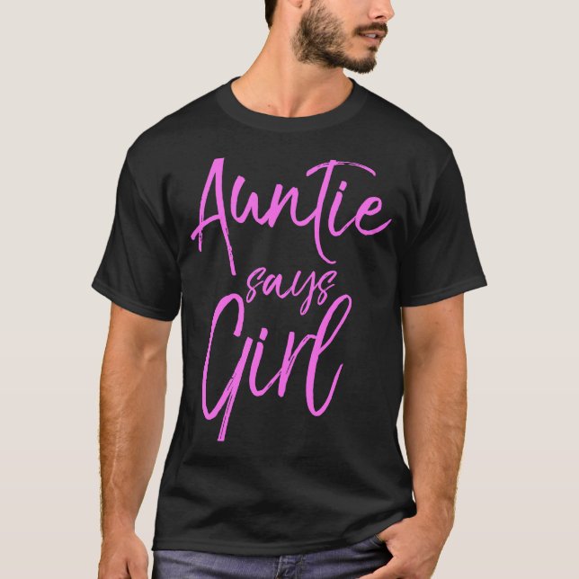 Camiseta Sexo Rosa Correspondente Tia Da Família Reveal Diz (Frente)