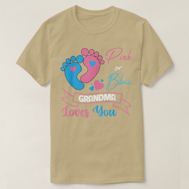 Camiseta Sexo rosa ou azul revela gravidez ama vovó (Frente do Design)