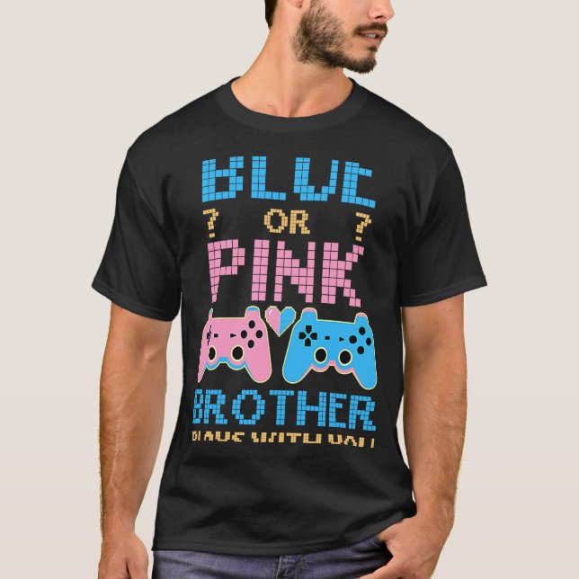 Camiseta Sexo Rosa Ou Azul Revela Vídeo Jogo Jogador Menino (Frente)