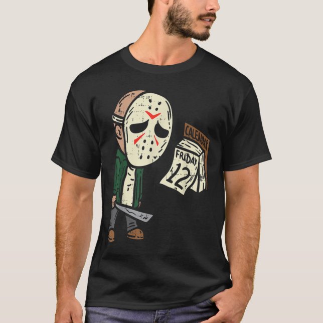 Camiseta Sexta-feira 13 Dia de as Bruxas engraçado Horror F (Frente)