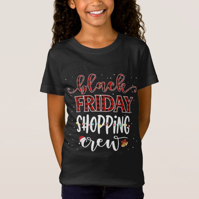 Camiseta Sexta-Feira Comprando a Tripulação Natal Negro Com (Frente)