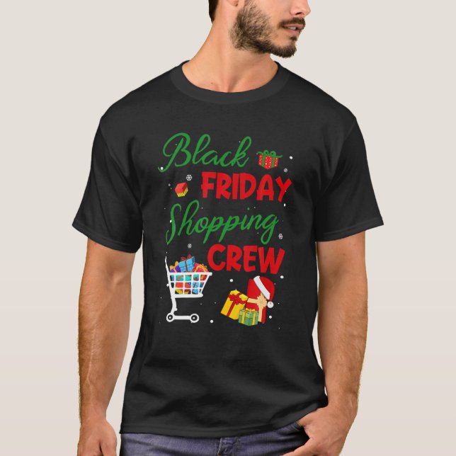 Camiseta Sexta-Feira Engraçada Comprando a Tripulação Natal (Frente)