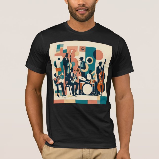 Camiseta Sexteto da Era do Jazz de Meados do Século (Frente)