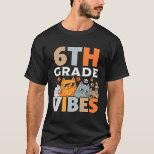 Camiseta Sexto Grau De 6 De Volta Aos Rapazes De Gato Engra