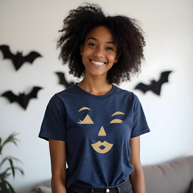 Camiseta Sexy Girly Halloween Pumpkin Piscar os olhos kissy (Sexy Girly Halloween Pumpkin Wink kissy Face Emoji Tri-Blend Shirt)