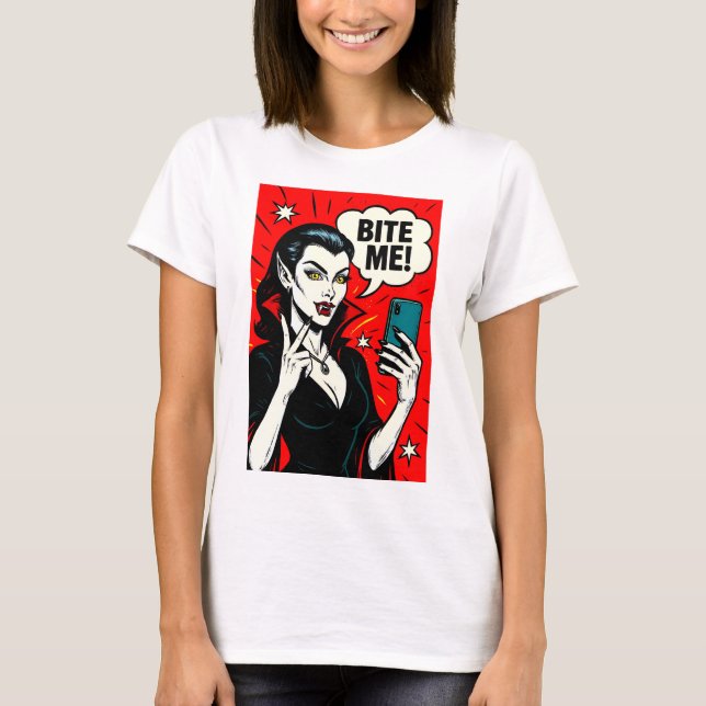 Camiseta Sexy Vampire Selfie - Pop Art Clássico (Frente)