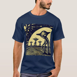 Camiseta SF - Aliens Em Um Corte De Madeira De Planeta Estr
