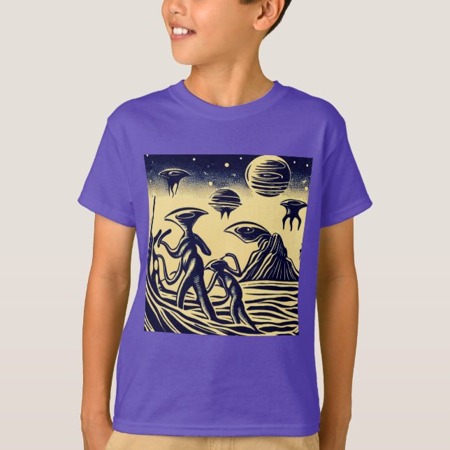 Camiseta SF - Aliens Em Um Pavimento Estranho 1 (Frente)