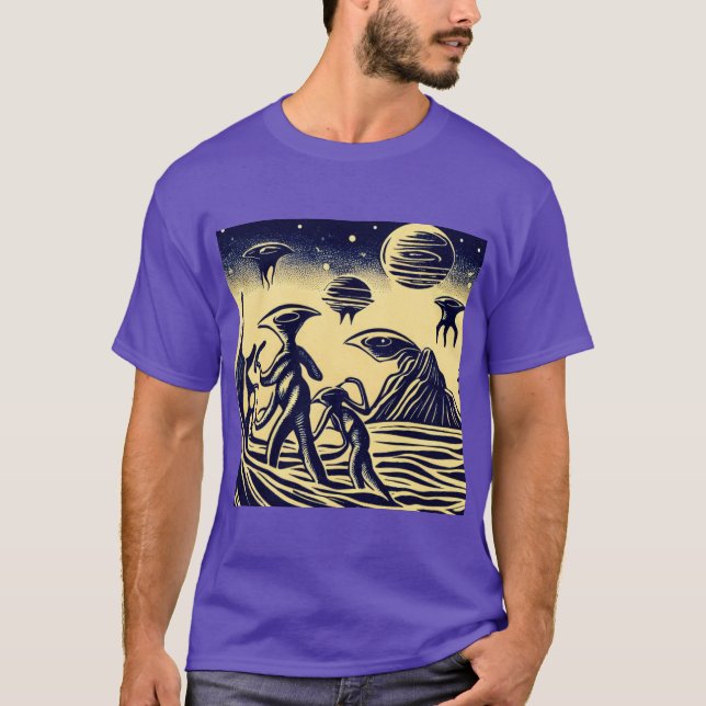 Camiseta SF - Aliens Em Um Pavimento Estranho 1 (Frente)