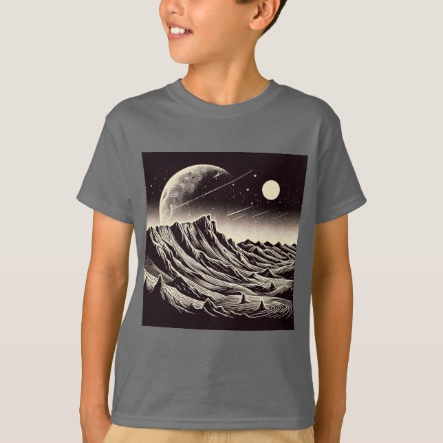 Camiseta SF Mars Landscape Woodcut 3 (Frente)