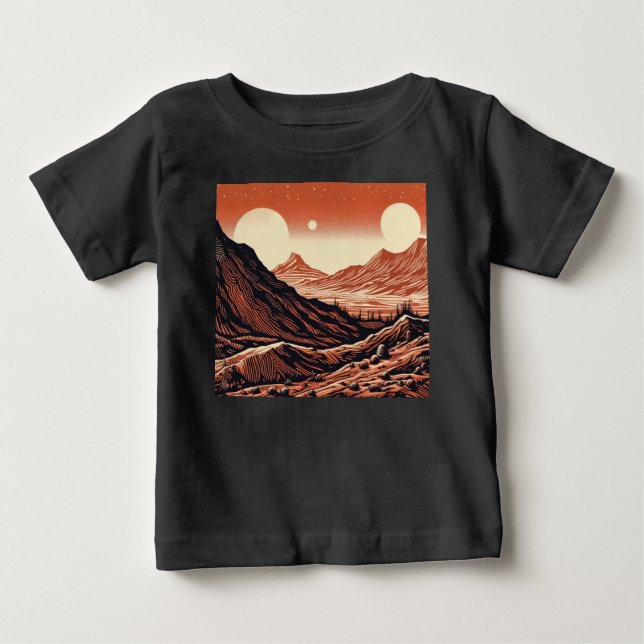 Camiseta SF Mars Landscape Woodcut 4 (Frente)