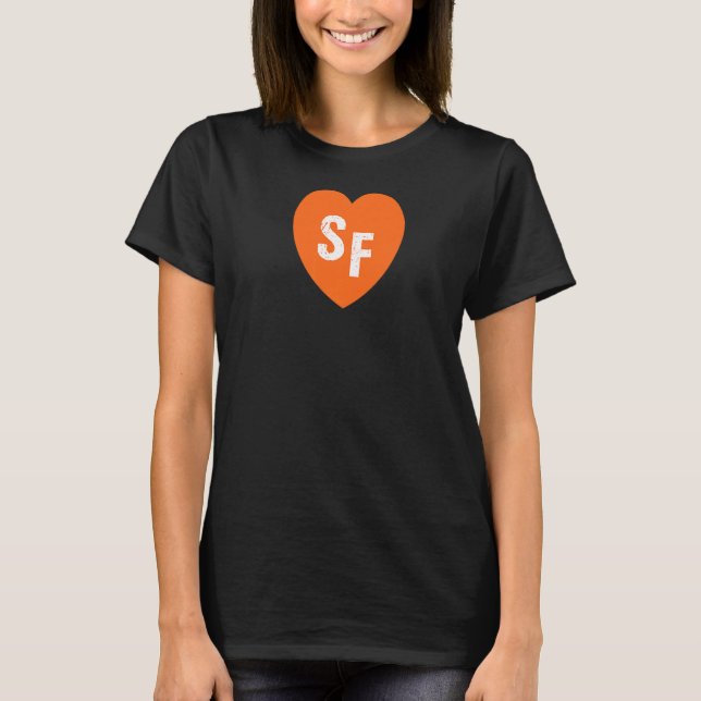 Camiseta Sf San Fran Love Orange Heart Cute San Francisco C (Frente)