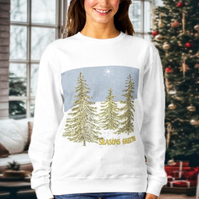Camiseta SG-Trees & Star (This sweatshirt has a holiday greeting on the back, for an extra, special holiday shirt to wear!)