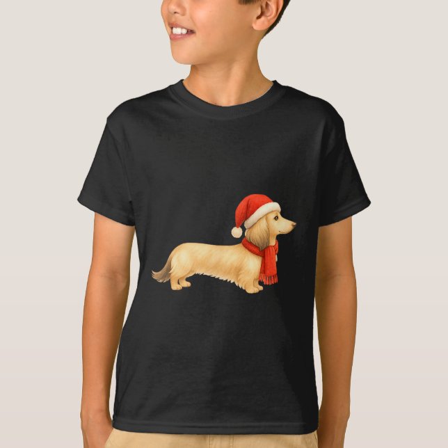 Camiseta Shaded Cream Christmas Dachshund Dog Mom Funny Cut (Frente)