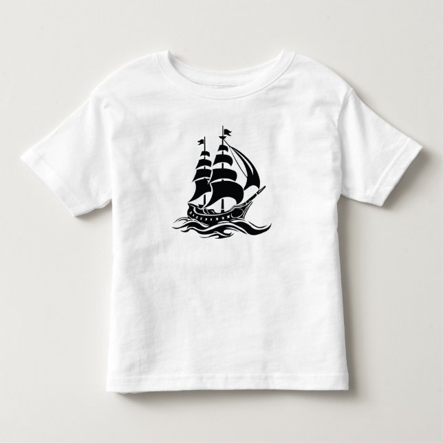 Camiseta Shadow Sailing Ship – Vintage Ocean Illustration (Frente)
