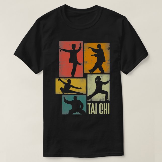 Camiseta Shadowboxer de Arte Marcial Tai Chi Silhouettes (Frente do Design)