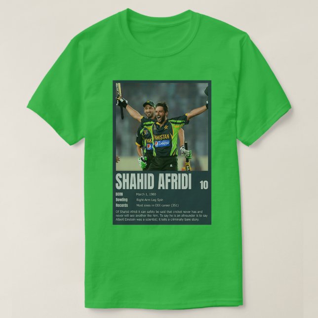 Camiseta Shahid Afridi Pakistani Cricketer Pakistan Cricket (Frente do Design)