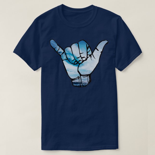 Camiseta Shaka Ocean Surfing Surfer Hawaii Hang (Frente do Design)