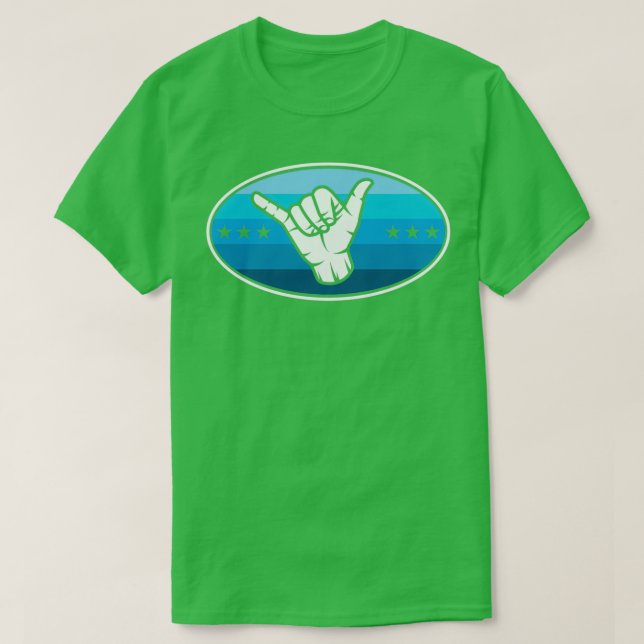 Camiseta Shaka Shaka Sinal Surf Sinal Hang Loose Havaiano (Frente do Design)