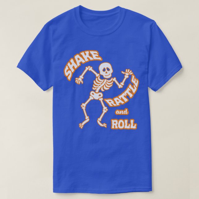 Camiseta Shake Rattle and Roll Skeleton (Frente do Design)