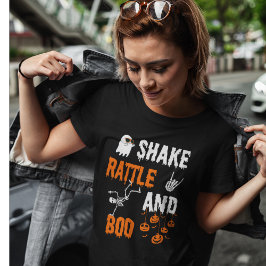 Camiseta Shake Rattle Boo Dancing Skeleton Ghost Halloween