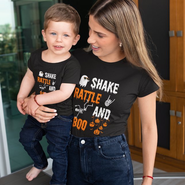 Camiseta Shake Rattle Boo Dancing Skeleton Ghost Halloween (Criador carregado)