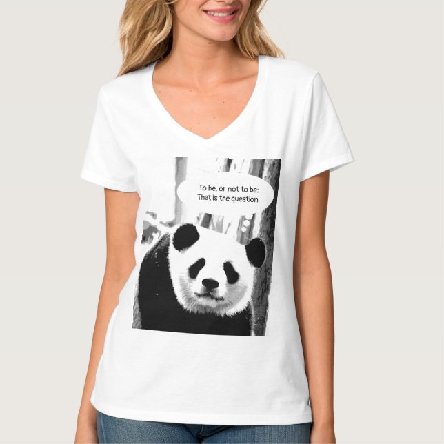 Camiseta Shakespeare Citação de Panda Bear Vídeo-Pescoço fe (Frente)